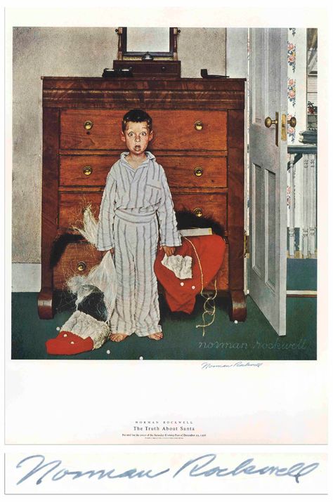 Click to close image, click and drag to move. Use arrow keys for next and previous. Truth About Santa, Norman Rockwell Prints, Norman Rockwell Art, Saturday Evening Post Covers, Rockwell Paintings, Norman Rockwell Paintings, John Singer Sargent, Marmont Hill, Illustration Vintage