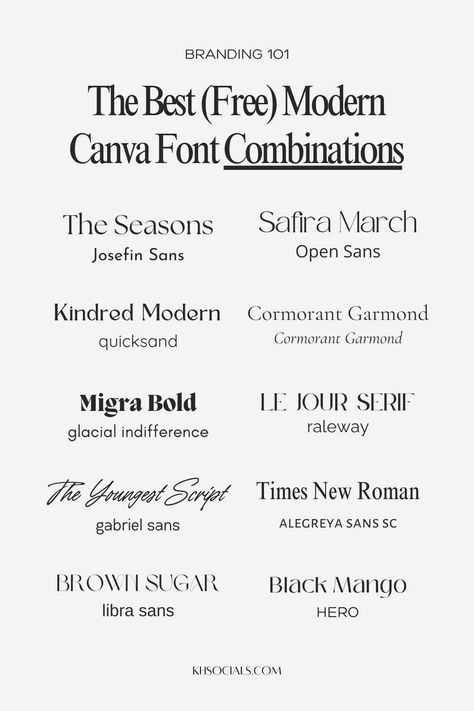 Discover the ultimate Canva font pairings for your next branding project! We've handpicked 10 gorgeous Canva font combinations that cater to your logo, lettering, and bold typography needs. Best of all, these Canva font combos are absolutely free. Elevate your brand and designs effortlessly – click to explore the full list now! - #FreeFontsDownload, #BestFreeFonts, #FreeModernFonts, #FreeScriptFonts, #FreeSerifFonts, #FreeSansSerifFonts, #FreeHandwrittenFonts, #FreeDecorativeFonts, #FreeCalligraphyFonts, #FreeCursiveFonts Free Adobe Font Pairings, Canva Font Combos, Best Fonts For Websites, Logo Fonts Free, Canva Font Combinations, Free Typography Fonts, Typography Logo Fonts, Free Typography, Free Cursive Fonts