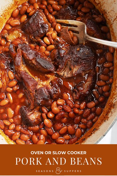 Pork And Beans Recipe, Pork And Beans, Slow Cooker Beans, Slow Cooker Recipes Pork, Homemade Baked Beans, Pork N Beans, Baked Bean Recipes, Pork Dinner, Slow Cooker Pulled Pork