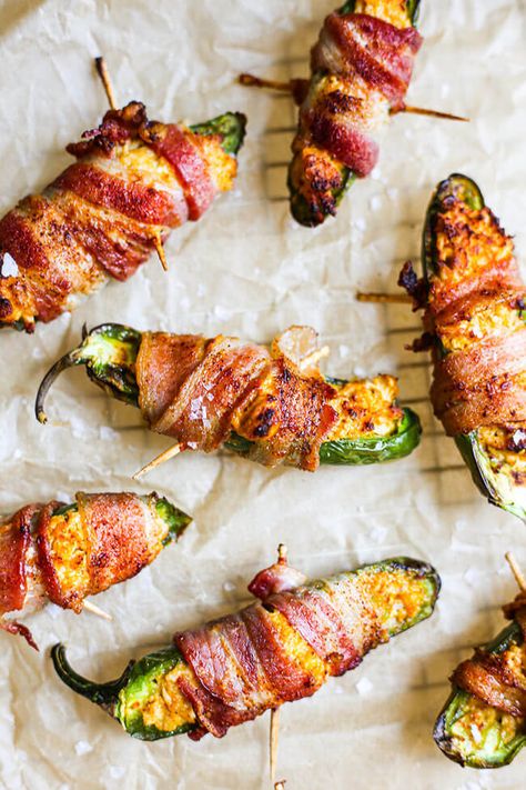 These healthy air fryer appetizers will satisfy your snacking needs without the guilt! Quick and easy appetizer recipes for your next party or gathering. Gluten-free, Paleo, Whole30 and Keto options. Defined Dish, Bacon Wrapped Jalapeno Poppers, Bacon Wrapped Jalapenos, Poppers Recipe, Chicken Stuffed, Air Fryer Healthy, Jalapeno Poppers, Cheesy Chicken, Easy Family Meals