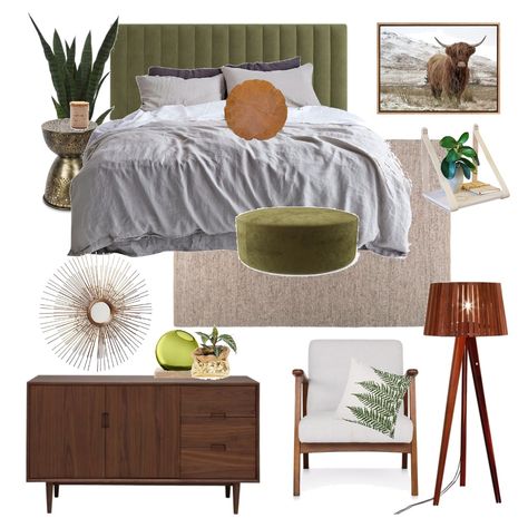 Olive Green Interior Design, Olive Green Interior, Olive Bedroom, Book Bedroom, Bedroom Mood Board, Green Headboard, Design Mood Board, Green Interior Design, Spring Decoration