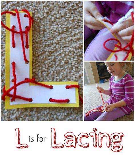 Letter L Activity: Lacing. Letter L Crafts, Preschool Room, Abc Crafts, Alphabet Letter Crafts, Preschool Projects, Alphabet Crafts, Alphabet Activities Preschool, Letter Of The Week, Teaching Letters