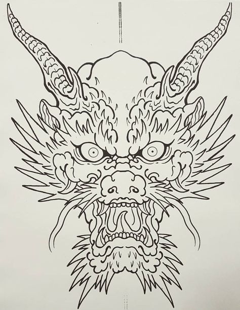 Chinese Dragon Face Tattoo, Dragon Face Tattoo Design, Japanese Dragon Face, Front Facing Dragon, Japanese Dragon Head Tattoo, Dragon Head Tattoo Design, Dragon Face Drawing, Dragon Face Tattoo, Dragon Tattoo Face