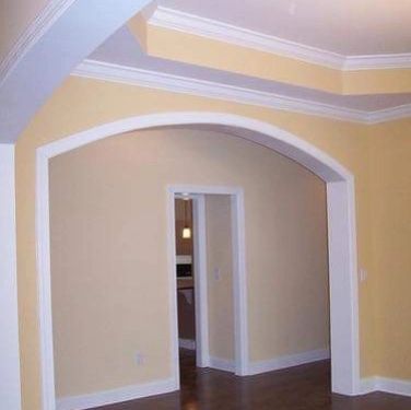 Arches Interior Color Design Living Room, Color Of Living Room Wall, Dining Room Arch Design, Arch Design Kitchen, Color For Dining Room Walls, Living Room Paint Designs, Modern House Paint Interior Wall Colors, Modern Arches Interior, Room Arch Design