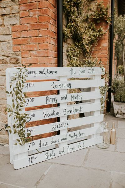 Pallet Wedding, Rustic Wedding Decorations, Country Barn Weddings, Barn Wedding Decorations, Order Of The Day, Wedding Day Timeline, Future Wedding Plans, Wedding Breakfast, Wedding Forward