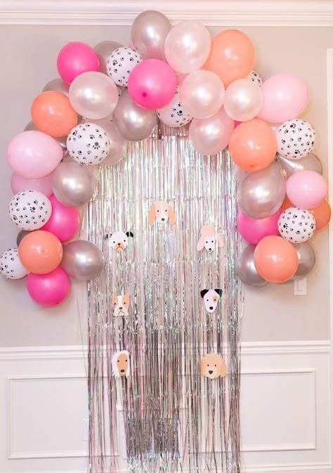 Birthday Decorations For Dogs, Puppy Party Goodie Bags, Come Sit Stay Sign Puppy Party, Puppy Birthday Decorations, Dog Party Balloon Garland, Puppy Themed Second Birthday, Puppy Party Balloons, Adopt A Puppy Birthday Party Cute Ideas, Puppy Party Theme Decorations