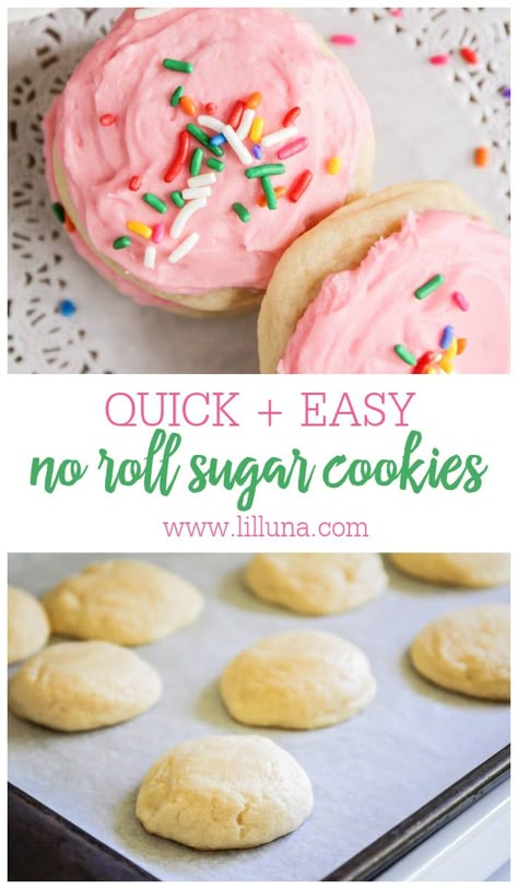 Easy Drop Sugar Cookies, Drop Sugar Cookie Recipe, Powdered Sugar Cookies, Soft Frosted Sugar Cookies, Rolled Sugar Cookie Recipe, Sugar Cookies From Scratch, Roll Out Sugar Cookies, Drop Sugar Cookies, Soft Sugar Cookie Recipe