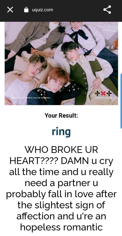 I took a which txt song am i test and this was the result!! Ya'll need to try!! Which Txt Member Are You, Yeonjun Rockstar, Which Aesthetic Am I Quiz, Txt Quiz, Pinterest Quiz, Rockstar Aesthetic Outfits, Random Websites, Kpop Quiz, Pop Song Lyrics