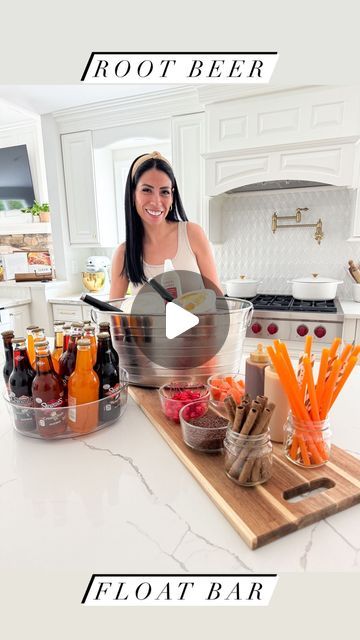 Carla Bushey - Always keepin’ it real on Instagram: "The Ultimate Root Beer Float Bar! A great idea for as Summer party, birthday or special occasion! 
.
Comment ROOT BEER and I’ll send you a DM with links of all supplies 🙌🏻
.
Here is what I used to out this together:
Ice cream: Vanilla and Creamsicle Ice cream
Root Beer varieties: regular, cream soda, cherry, orange cream
Toppings: whipped cream, maraschino cherries, chocolate sprinkles, orange segment gummies, chocolate wafer straws, caramel and butterscotch sauces
Ice bucket, straws and spoons 
.
#rootbeer #rootbeerfloat #summerideas #summerentertaining #icecream #icecreamlover #graduation #birthdayideas #partyideas" Ice Cream Float Bar Ideas, Root Beer Float Party, Ice Cream Float Bar, Root Beer Floats Party, Carla Bushey, Orange Segment, Root Beer Float Bar, Creamsicle Ice Cream, Float Bar