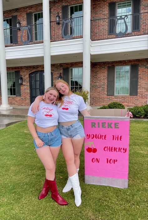 Big Little Cherry Theme, Cherry On Top Big Little Theme, Cherry Big Little Reveal, Bug Little Themes Sorority, Big Little Themes, Big Little Reveal Themes, Sorority Big Little Reveal, Aesthetic Cowboy, Sorority Themes