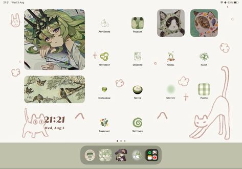 Ipad Wallpaper With Widgets, Ios Ipad Layout, Ios 16 Ipad Layout, Ipad Widget Design Ideas, Green Ipad Layout, Ipad Widget Design, Ipad Theme Ideas Aesthetic, Ipad Ios 15 Homescreen Ideas, Ipad Theme Ideas