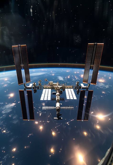 International Space Station over the planet Earth. Elements of this image furnished by NASA royalty free stock image Nasa Space Station, The Planet Earth, Earth Elements, International Space Station, Space Station, Planet Earth, Astronomy, Nasa, Stock Images Free