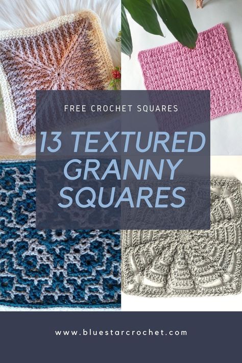 12 Granny Square, Textured Crochet Granny Square, Texture Granny Square Crochet, Triple Crochet Granny Square, Textured Granny Square Crochet Pattern, Crochet Granny Square Bulky Yarn, Blanket Granny Square Crochet, 2023 Crochet Along, Modern Granny Squares Crochet