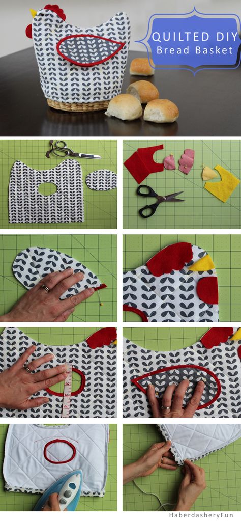 Diy Fabric Basket, Chicken Sewing, Chicken Patterns, Chicken Quilts, Chicken Basket, Chicken Bread, Chicken Quilt, Bread Baskets, Holiday Bread