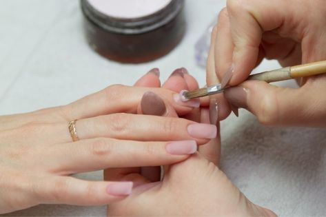 How to Fill Acrylic Nails - DIY at Home with 6 Easy Quick Steps Solar Nail Designs, Nail Education, Esthetician Inspiration, Studio Photo Shoot, Solar Nails, Nail Extensions Designs, Acrylic Nails At Home, Acrylic Nail Brush, Best Bridal Makeup