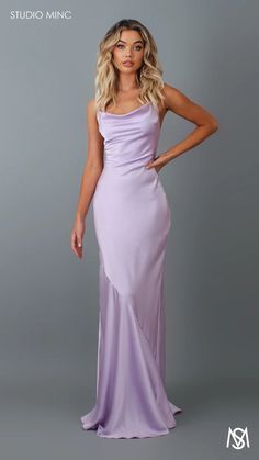 Lavender Fitted Prom Dress, Lavender Dress Satin, Satin Dresses Purple, Lilac Satin Formal Dress, Purple Open Back Prom Dress, Bridesmaid Dresses Lilac Lavender Silk, Purple Silk Dresses, Purple Satin Maxi Dress, Lilac Satin Dress Long