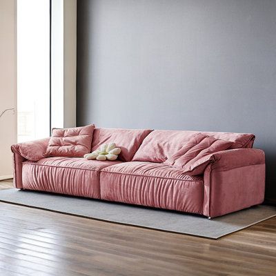 Elevate your living space with our luxurious Sofa, available in a range of sizes and colors to suit your unique tastes. Made with 100% Polyester fabric, this sofa exudes a timeless elegance that will complement any interior design. The cushions are filled with a Down+Foam combination, providing ample rebound and resilience, ensuring a comfortable seating experience even after hours of use. The backrest, filled with Down+Synthetic Fiber, offers the perfect balance of softness and support, dispers Pink Velvet Couch, Cushion Couch, Fantasy Furniture, Pink Sofa, Pink Living Room, Living Room Bookcase, Living Room Furniture Sofas, Sofa Cushion, Luxury Sofa