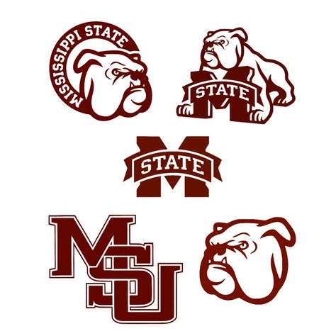 College Football Logos, Mississippi State Football, Msu Bulldogs, Bulldogs Svg, Msu Football, College Football Bowl, Bulldog Drawing, Bulldogs Logo, Sorority Art