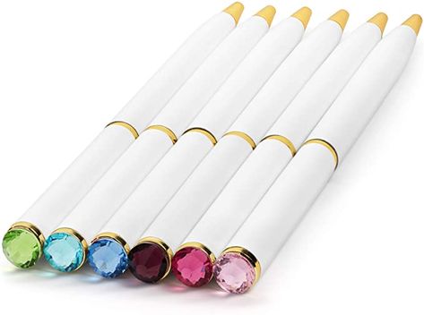 #ad Amazon.com : Fancy Pens for Women | Set of 12 Colorful Gem-Top Pens | Perfect Gift for Teachers, Girls, Women : Office Products Jewel Top, Gem Top, Fancy Pens, Guest Book Table, Diamond Pen, White Pen, Women Office, Pointed Pen, Pen Gift