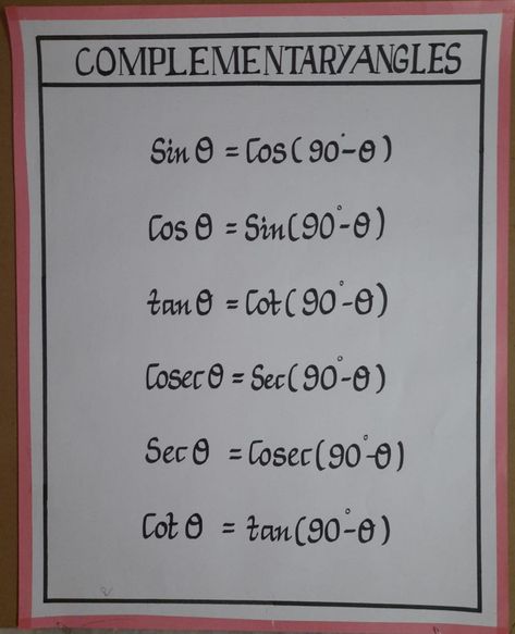 Trigonometry tlm Maths Chart, Maths Basics, Calculus 2, Maths Project, Math Formula Chart, Complementary Angles, Formula Chart, Math Models, Math Lab