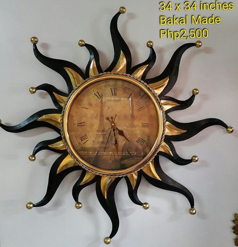 Sun wall clock Sun Clock, Bed Furniture Design, Sun Designs, Basement Bathroom, Room Makeover Inspiration, Clock Design, Wall Display, Room Makeover, Bed Furniture