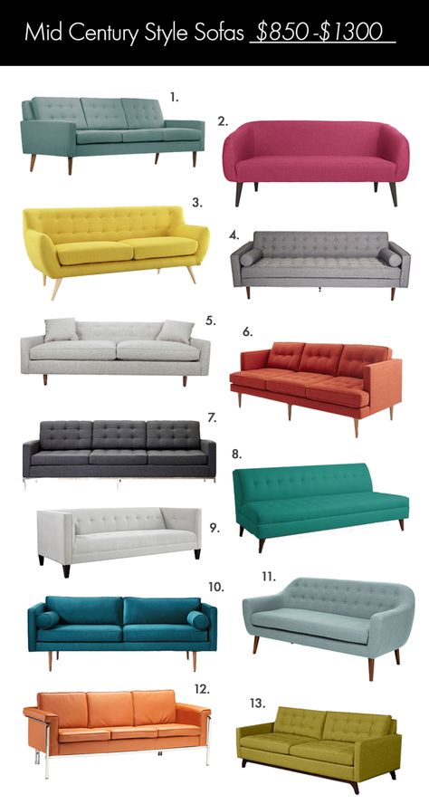 The Ultimate Mid Century Style Sofa Guide! (click through for links) Trendy Sofas, Modern Sofa Designs, Mid Century Modern Living, Casa Vintage, Living Room Sofa Design, Mid Century Modern Living Room, Mid Century Sofa, Mid Century Modern Decor, Vintage Sofa