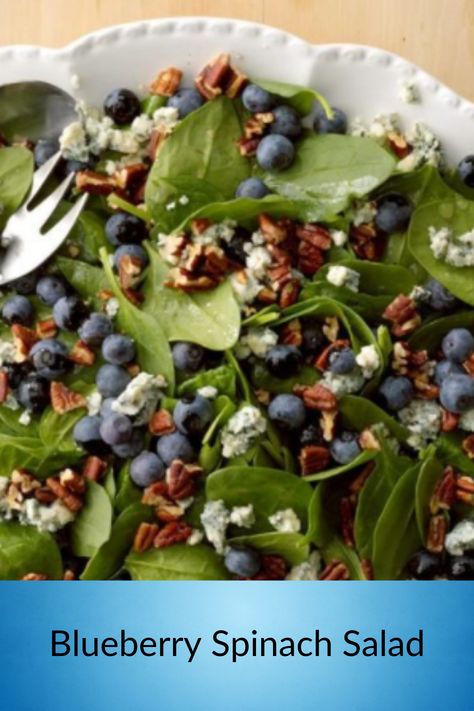 We are abound in blueberries! It's time to add them to all of our favorite recipes. Here's an easy peasy Blueberry Spinach Salad to try. Blueberry Salad Recipes, Blueberry Spinach Salad, Blueberry Salad, Spinach Salad, Baby Spinach, Taste Of Home, Easy Peasy, Gluten Free Vegetarian, Blueberries