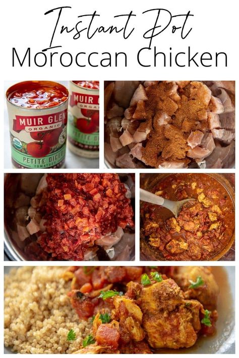 Is chicken boring? Not this chicken! Once you try it you won't stop thinking about it! Grab your Instant Pot and add a delicious spice blend, tomatoes and chicken breasts and have a recipe that's perfect for dinner or meal prep! Just 10 minutes in the pressure cooker for the best and most flavorful Moroccan Chicken. #instantpot #chicken #moroccanchicken Instant Pot Moroccan, Tomatoes And Chicken, Honey Chicken Thighs, Chicken Recipes With Tomatoes, Moroccan Chicken Recipe, Plate Recipes, Moroccan Chicken, Best Meal Prep, Feta Recipes