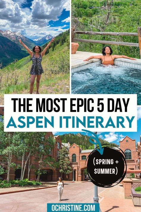 The Most Epic 5 Day Aspen Itinerary (Spring+Summer). If you are visiting during my favorite time of year (spring and summer) and are trying to figure out exactly what to do in Aspen but have little time to plan, I’ve got your back! Here is a 5-day Aspen itinerary based on an Aspen trip I planned during their Secret Season (May-June). aspen itinerary | aspen summer itinerary | colorado travel | best things to do in aspen | What To Pack For Aspen Colorado, What To Do In Aspen Colorado, Things To Do In Aspen Colorado Fall, Aspen In Summer, Aspen Girls Trip, Summer In Aspen Outfits, Aspen Hikes, Aspen Summer Outfits, Aspen Colorado Fall