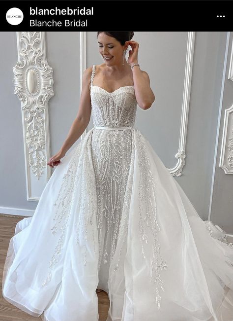 2in 1 Wedding Dress, Aline Sparkle Wedding Dress, Blanche Bridal, Tailored Wedding Dress, Bride Preparation, Cozy Wedding, Wedding Dress Types, Sparkly Wedding Dress, Detachable Skirt