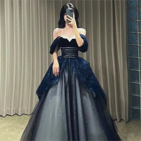 182.41US $ 60% OFF|Evening Dress New High Grade Blue Fairy Princess off Shoulder Birthday Engagement| |   - AliExpress Dress Blue Long, Strapless Ball Gown, Prom Dress Blue, Long Evening Dress, Blue Evening Dresses, Ball Gown Skirt, Off Shoulder Fashion, Tulle Prom Dress, Tulle Wedding