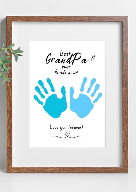 Make Grandpa's birthday extra special with this adorable 'Best Grandpa Ever Hands Down' Handprint Craft! A perfect DIY card and thoughtful gift from your toddler or preschooler. Celebrate with creativity and love, creating lasting memories for the best grandpa ever. 🎂🎨 #BestGrandpaEver #HandprintCraft #BirthdayGift #DIYCard Grandpa Birthday Gifts From Toddler Hand Prints, Hand Made Grandpa Gifts, Father’s Day Gift From Toddler To Grandpa, Grandad Quotes, Father’s Day Crafts For Kids Handprint Grandpa, Father’s Day Cards For Your Grandpa, Gift For Grandfather, How To Make Magic, Best Grandpa