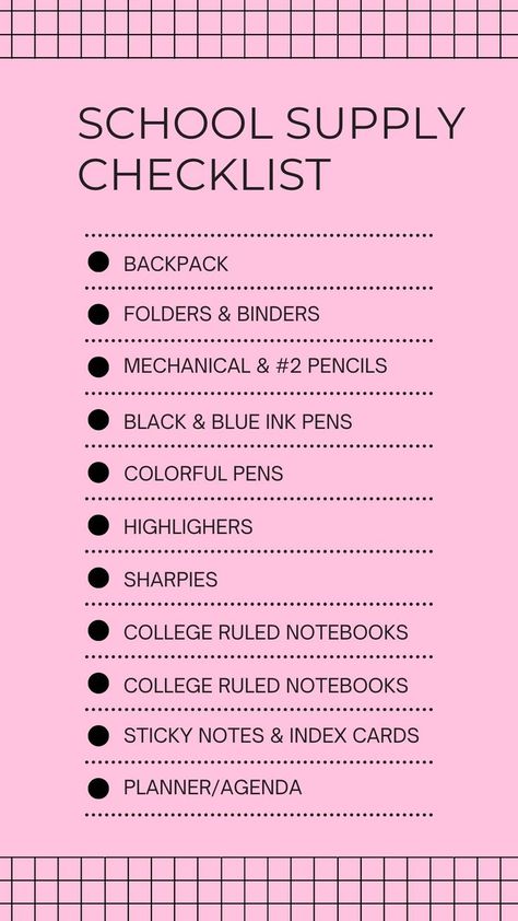 7th Grade School Supplies List, School Supply Checklist, 7th Grade School Supplies, University Checklist, 6th Grade Tips, College School Supplies List, School Supply List, Middle School Essentials, School Guide