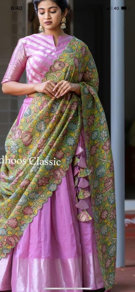 Pastel Langa Voni, Lehanga Tassels Latest, Georgette Half Saree Designs, Half Saree Models Latest, Fancy Half Sarees, Organza Half Saree, Pattu Lehenga Half Saree, Pattu Half Saree, Pink Half Sarees