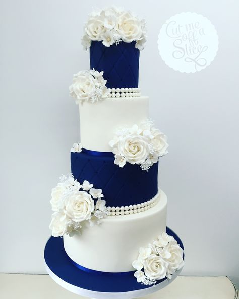 Royal Blue Quince Cake, Royal Blue Wedding Cake, Blue Wedding Cakes, Royal Blue Wedding Cakes, Royal Blue Cake, Red White And Blue Wedding, Navy Blue Wedding Cakes, Royal Blue Wedding Theme, White And Blue Wedding