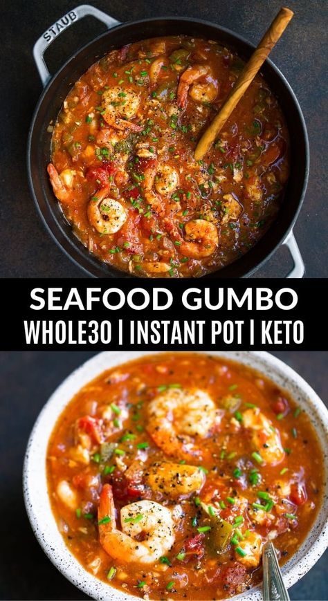 Instant Pot Seafood, Whole30 Instant Pot, Low Carb Dairy Free, Seafood Gumbo Recipe, Seafood Gumbo, Paleo Low Carb, Gumbo Recipe, Healthy Instant Pot Recipes, Instant Pot Soup