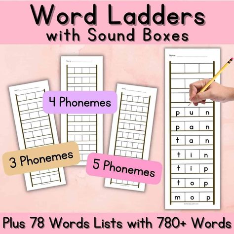 Word Chaining Activities, Word Ladders First Grade Free Printable, Cvc Word Ladders Free, Word Ladders Free, Word Ladders Kindergarten, Word Ladders 2nd Grade, Word Ladders First Grade, Word Chains, Teaching Kids To Read