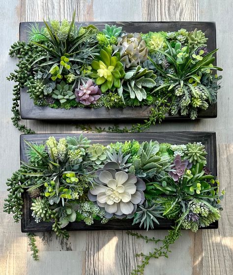 Succulent Planter Box Moss Wall Art Wooden Decor Boho - Etsy Mos Wand, Succulent Wall Art, Hanging Plant Wall, Wall Art Wooden, Living Wall Decor, Moss Wall Art, Flower Panels, Succulents Decor, Succulent Wall