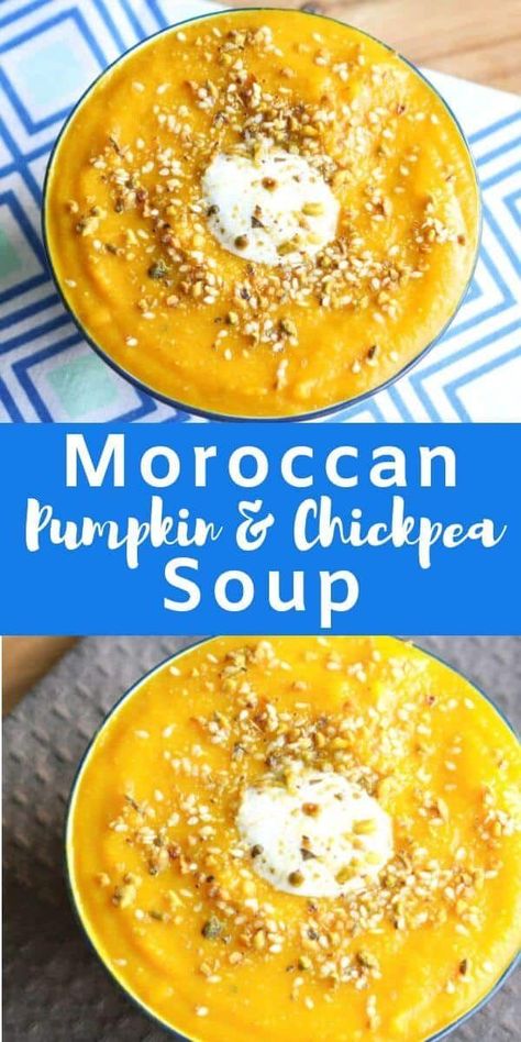 Pumpkin Chickpea, Soups Vegan, Moroccan Soup, Veggie Mains, Moroccan Recipes, Moroccan Spices, Chickpea Soup, Winter Soup, Lime Recipes