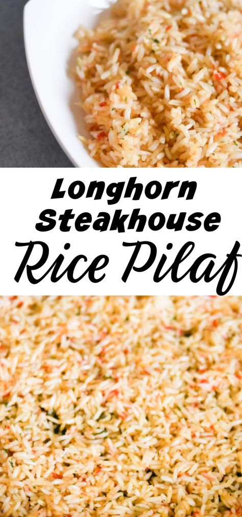 If you have wanted to make Longhorn Steakhouse Rice Pilaf in the comfort of your own home then you are in luck. This rice pilaf recipe is incredibly easy and delicious! And it takes less than 20 minutes to prepare! via @simplysidedishes89 Longhorn Rice Pilaf Recipe, Longhorn Rice, Longhorn Steakhouse Rice Pilaf Recipe, Steakhouse Rice, Easy Rice Pilaf, Steakhouse Recipes, Rice Pilaf Recipe, Pilaf Recipe, Rice Side Dish Recipes