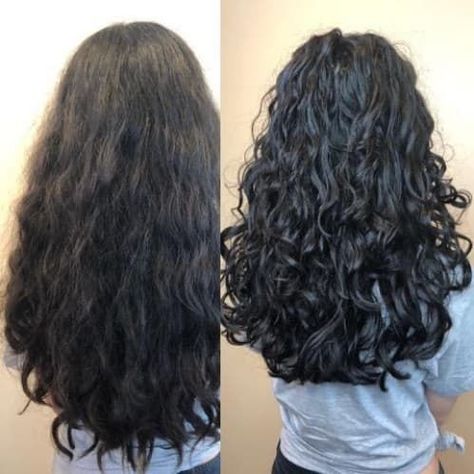 Wavy Hair Before And After, Before And After Curly Haircut, Curly Hair Before And After, Before And After Layers, Plopping Curly Hair, Long Layered Curly Hair, Before And After Hair, Long Curly Haircuts, Natural Curly Hair Cuts