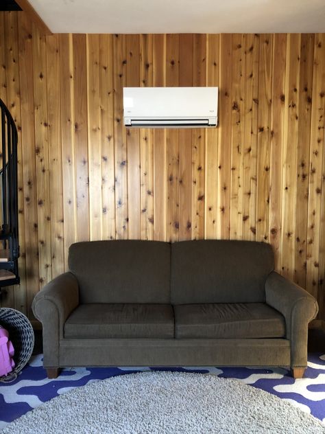 Do you dislike the look of a mini split but love the convenience of a ductless heat pump and air conditioner? Learn how to hide your mini split as wall art! #fromhousetohaven #minisplit #ductlessheatpump #wallheater #howtohideminisplit #DIYproject #minisplitcover Casita Guest House Interior Design, Guest House Ideas Interior, Motherinlaw Suite, Grace In My Space, Article Sofa, Wall Mounted Air Conditioner, Ductless Heat Pump, Guest House Plans, Budget Remodel