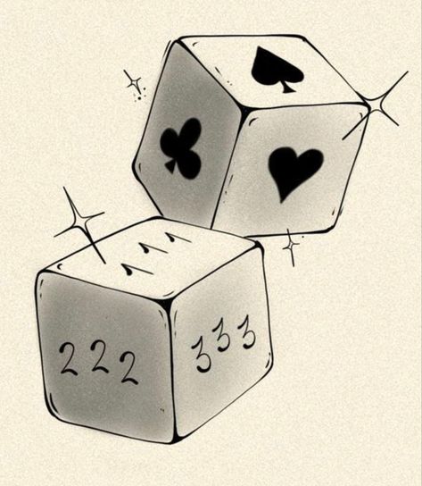 3 Dice Tattoo, Fuzzy Dice Tattoo, Heart Dice Tattoo, Kakegurui Tattoo, Practice Tattoo Designs, Domino Tattoo, Valentines Flash, Dice Drawing, Dice Tattoo