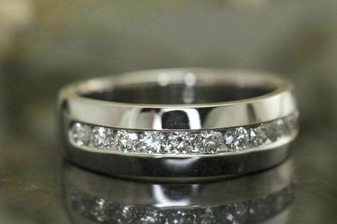 Mens Silver Wedding Bands, Mens Diamond Wedding Bands, Platinum Wedding Band, Channel Setting, Engagement Band, Half Eternity Band, Moissanite Wedding Bands, Engagement Bands, Mens Band