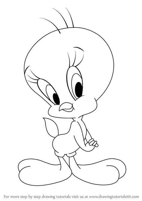 Tweety is a fictional character in yellow color. He is the main character in Looney Tunes of Warner Bros. Tweedy Bird Drawing, Tweety Bird Drawing, Easy Disney Drawings, Disney Drawings Sketches, Bird Drawing, Disney Art Drawings, Cartoon Sketches, Tweety Bird, Drawing Tutorial Easy