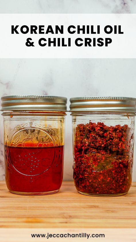 Korean Chili Oil & Chili Crisp - Jecca Chantilly Infused Oil Recipes, Chinese Chili Oil, Asian Sides, Korean Chili Powder, Chinese Chili, Korean Chili Flakes, How To Cook Chili, Korean Chili, Hot Chili Oil