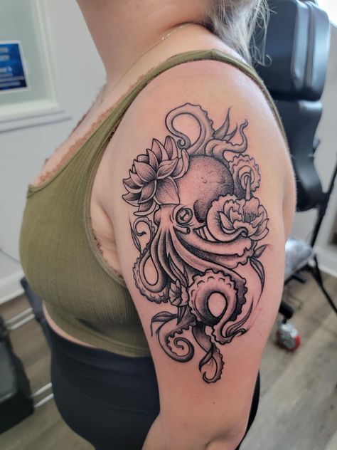 Skull Tattoo, Octopus, Tattoo Ideas, Tattoos, Floral