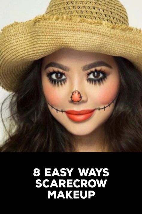 How to Scarecrow Makeup Halloween Makeup Diy Easy, Diy Scarecrow Costume, Scarecrow Halloween Makeup, Halloween Costumes Scarecrow, Meme Costume, Scarecrow Makeup, Kids Nails, Diy Scarecrow, Halloween Make-up Looks