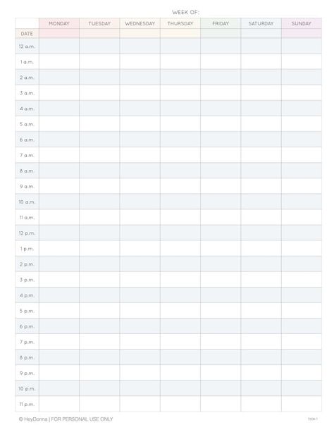 Are you looking for a printable weekly schedule with 24-hours? This free download includes templates with 1 or 1/2 hour boxes, a Monday start week or a Sunday start week and several different styles so you can find the 24-hour schedule that works best for you! Weekly Schedule Printable Free, Weekly Hourly Planner Printable Free, Printable Schedule Templates, Free Printable Weekly Work Schedule Templates, Weekly Hourly Planner Template, Weekly Planner Hourly, Homeschool Schedule Printable, Weekly Planner With Hours, Schedule Printable Free