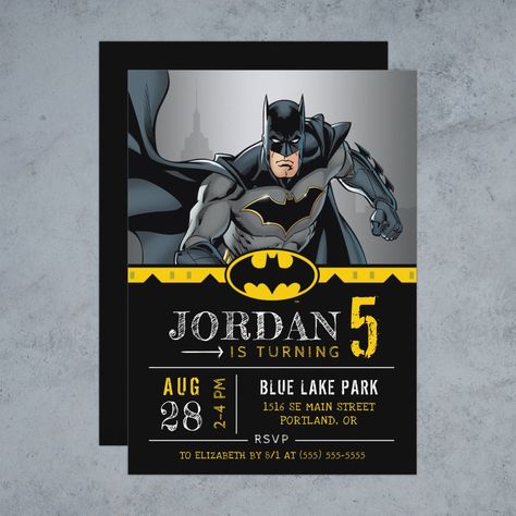 Happy Birthday Invitation, Kids Chalkboard, Superhero Birthday Invitations, Batman Birthday Party, Birthday Cartoon, Superhero Batman, Batman Birthday, Birthday Postcards, Superhero Comics